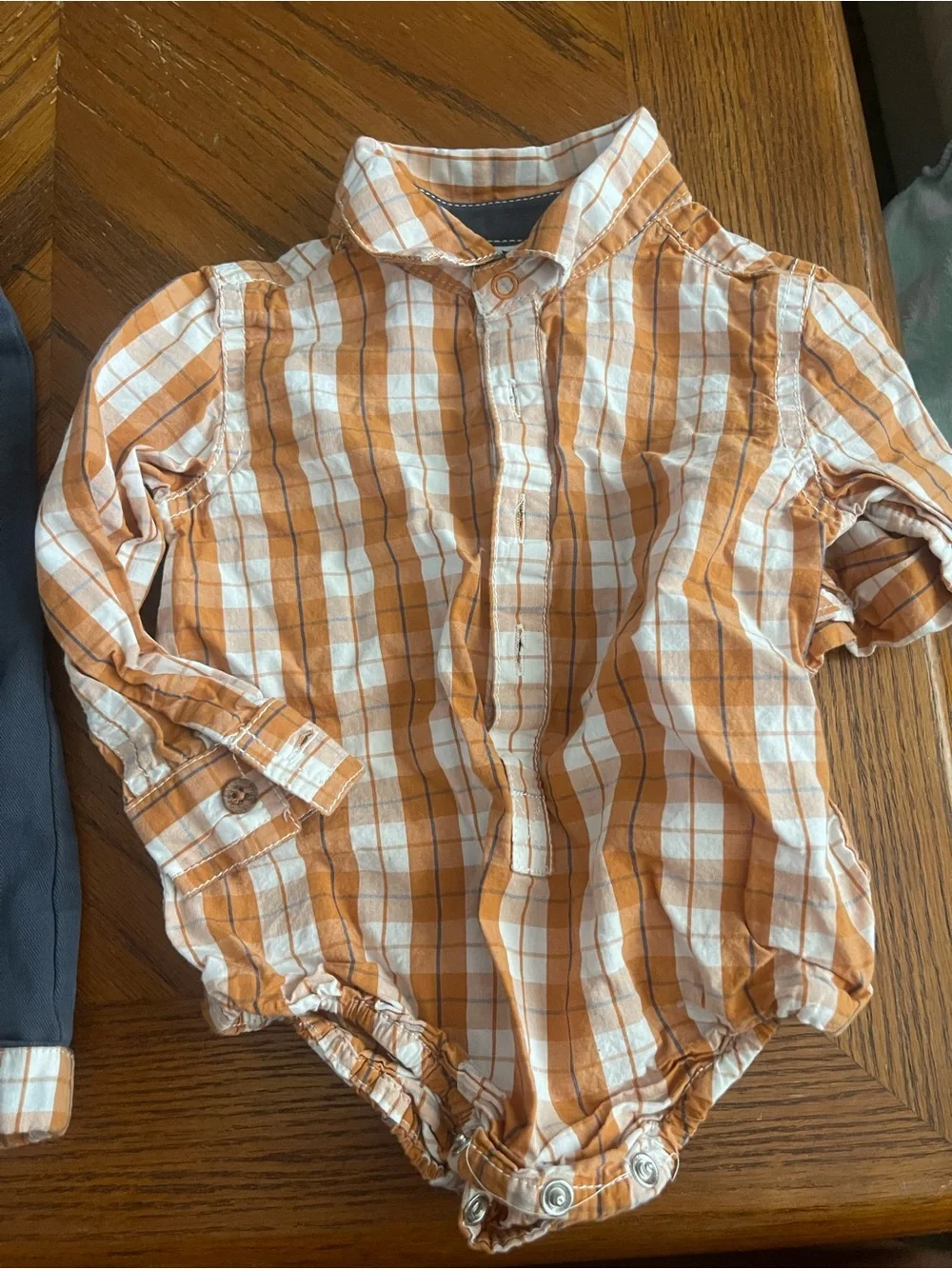 Tommy Bahama Orange and White Plaid Shirt